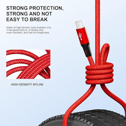 MJXIANG Multi USB C Cable Fast Charging 4 in 1, 4ft USB C Splitter Cable - color: 4FT/2Pack(Red)