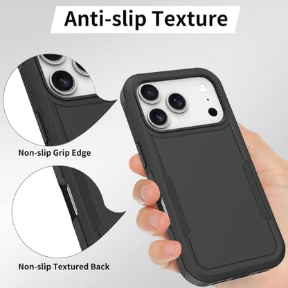 Heavy‑Duty Rugged Anti‑Drop Shockproof Protective Phone Case for iPhone 17 Pro, Durable Protective Shell, Black - color: Black, size: iPhone 17 Pro