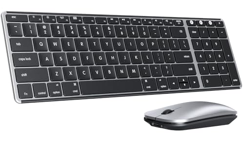 seenda SKM64-2 Bluetooth Keyboard and Mouse Combo for Mac, MacBook and iPad - color: Black & Silver