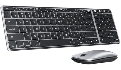 seenda SKM64-2 Bluetooth Keyboard and Mouse Combo for Mac, MacBook and iPad - color: Black & Silver