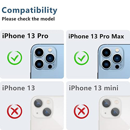 Korecase 2 Pack Designed for iPhone 13 Pro & iPhone 13 Pro Max Camera Lens Protector Metal Tempered Glass Camera Cover,Whole Piece 9H Strong Stickiness Rear Camera Lens Case Friendly - Black - color: Graphite