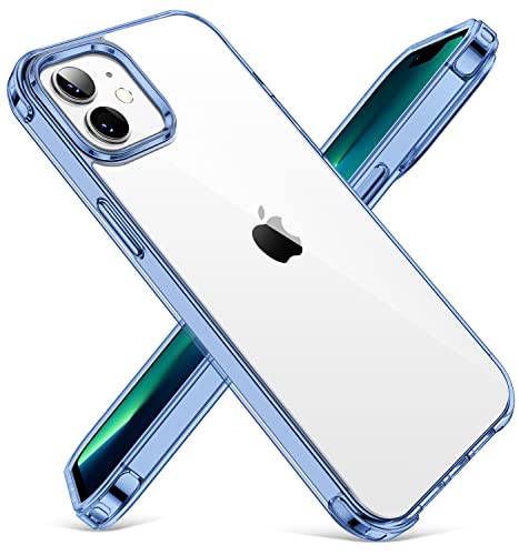 CANSHN Clear Shockproof for iPhone 12 Case/iPhone 12 Pro Case, Blue | Crystal Clear, Military-Grade Protection, Scratch Resistant, Anti-Slip, Slim Fit, Wireless Charging Compatible - color: Clear &Blue