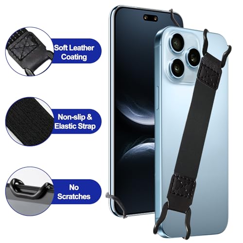 5 Pieces Hand Strap Holder for Phone, Universal High Elasticity Handle Grip, Security Finger Handle Bands Accessories for 5.2-6.9 Inch Smartphones（Black） - color: Black