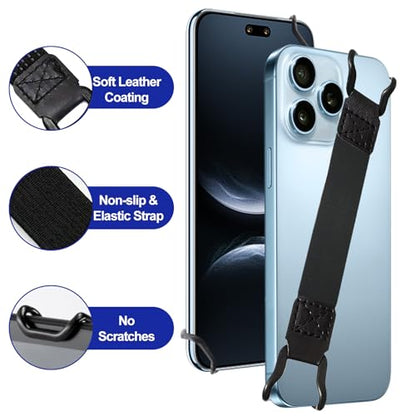 5 Pieces Hand Strap Holder for Phone, Universal High Elasticity Handle Grip, Security Finger Handle Bands Accessories for 5.2-6.9 Inch Smartphones（Black） - color: Black