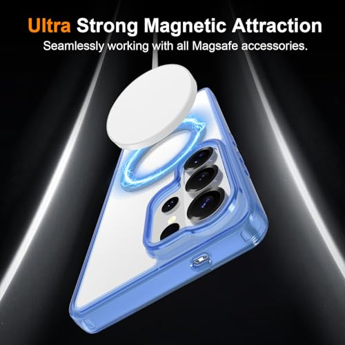 Magnetic Case for Samsung Galaxy S26 Ultra 5G Phone 2026 | with Rotating Kickstand | Non-Yellowing Transparent Clear | Slim Thin | Wireless Charging | Shockproof Protection (Blue) - color: Blue, size: S26 Ultra