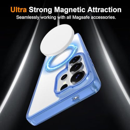 Magnetic Case for Samsung Galaxy S26 Ultra 5G Phone 2026 | with Rotating Kickstand | Non-Yellowing Transparent Clear | Slim Thin | Wireless Charging | Shockproof Protection (Blue) - color: Blue, size: S26 Ultra