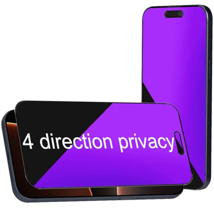 2 Pack 360 Degree Anti-blue Privacy Tempered Glass for iPhone 16 Pro Max Anti-Spy 4 Directions Screen Protector Film 4 Sides Anti-Peeping 6.9 inch - size: For iPhone 16 Pro Max