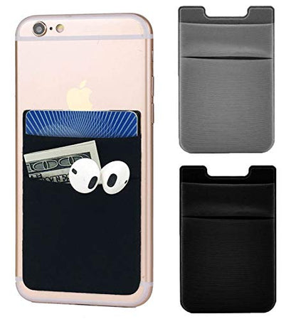 Fulgamo Phone Wallet Stick on,Card Holder for Phone Case,Phone Card Holder - color: Black,Grey