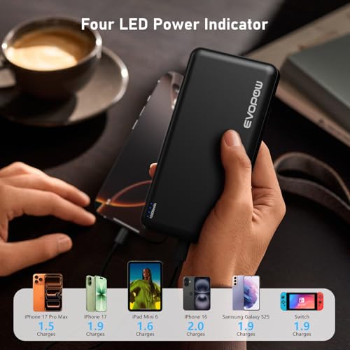 Portable Charger Power Bank 10000mAh, USB C in&Out Fast Charging Battery Pack Portable Phone Charger Quick Charge for iPhone 15/14/13/12, Galaxy S23/22, Pixel Heated Vest and etc (Black) - color: c-Black