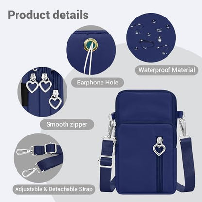 YINHEXI Small Crossbody Bags for Women Trendy, Mini Triple Compartment Cell Phone Crossbody Wallet Purses - color: Dark Blue-2