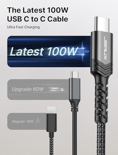 JSAUX USB C to USB C Cable, 3-Pack 10ft/6.6ft/3.3ft, 5A Fast Charging,Black - color: Black, size: 10 ft+6.6 ft+3.3 ft