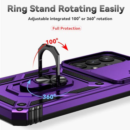 for Galaxy A35 5G Phone Case,Galaxy A35 5G Case,with Screen Protectors and Camera Cover,[Military Grade] 16ft.Drop Tested Cover with Magnetic Kickstand Protective Case for Samsung A35 5G, Purple - color: Purple