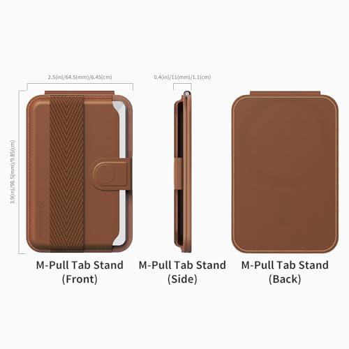 Sinjimoru Magnetic Wallet for iPhone, Phone Wallet with Adjustable Stand, Compatible with MagSafe, Brown - color: Brown