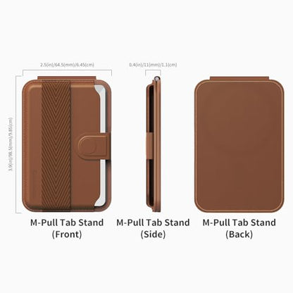 Sinjimoru Magnetic Wallet for iPhone, Phone Wallet with Adjustable Stand, Compatible with MagSafe, Brown - color: Brown