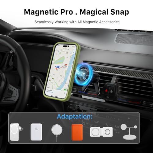 M MYBAT PRO Maverick Series for iPhone 15 Pro Max Case with Belt Clip Holster,[Compatible with Magsafe] w/Screen Protector, Anti-Drop,Shockproof,with 360°Rotating Kickstand,Heavy Duty Protection - color: Army Green