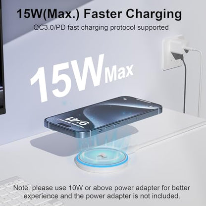 Magnetic Charger 3 Pack 15W Magnetic Wireless Charger Fast Charging Pad Compatible with iPhone 17/16/15/14/13/12 Series & AirPods 4/3/2/Pro Charging Pad with Dual Ports - color: White, size: 3Pack