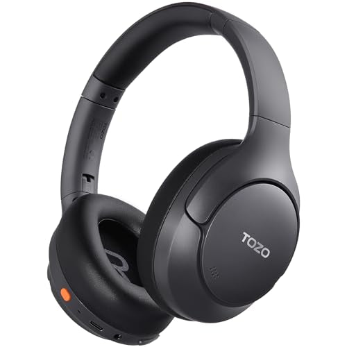 TOZO HT3 Hybrid Noise Cancelling Wireless Headphones, 90H Over Ear Headset - color: Titanium Black