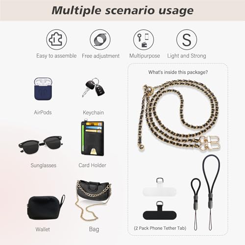 Phone Crossbody Chain, Universal Crossbody Patch Phone Lanyards, AdjustableMultifuctional Compatible with Most Smartphones, Phone lanyard, Anti theft（Adjustable-purple） - color: Adjustable-purple