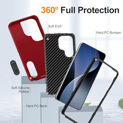 for Samsung Galaxy S26 Ultra Case with Kickstand Case 3-Layer Military Grade Protective Case Cover Silicone Heavy Duty Rugged Shockproof for Galaxy S26 Ultra Phone Case (Red+Black) - color: Red+Black