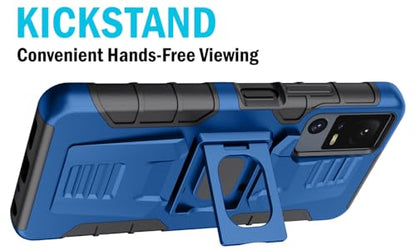 Nakedcellphone Rugged Combo for Jitterbug Smart 4 Phone Case - Blue | Hybrid Cover + Belt Clip Holster, Rotating Holder, Ring Grip, with Kickstand, Mounting Plate, Fits Lively Smart4 or TCL 40XL - color: Blue