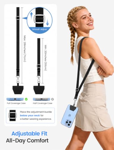 Lamicall Phone Lanyard Crossbody, Wide Adjustable Anti-Theft Strap 2 Pack - color: 1-black