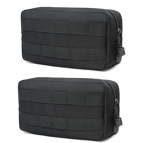 Mini Heavy Duty Tactical Belt Pouch for Men - Small Molle Pouch,Admin Pouch - color: black-big Horizontal pouches