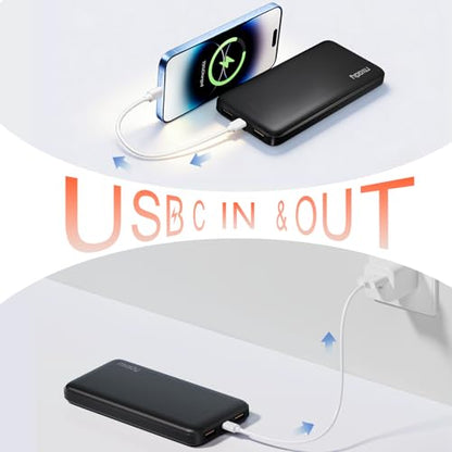 Miady 2-Pack Portable Charger 10000mAh Power Bank 22.5W Travel Battery Pack - color: Black+White