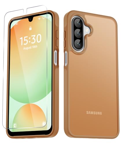 YENAPOON for Samsung Galaxy A17 5G Case, Matte Phone Case, Desert Gold | with 1 Screen Protector, Frosted Translucent Back, Slim Shockproof Protective Cover - color: Desert Gold, size: for Galaxy A17 5G
