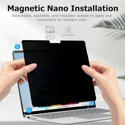 Adeway Privacy Screen Protector for Surface Laptop 6/5/4/3 15 Inch, Magnetic Nano, Anti-Spy, Removable, Blue Light & UV Blocking, Anti-Glare - size: Laptop 6/5/4/3 15"