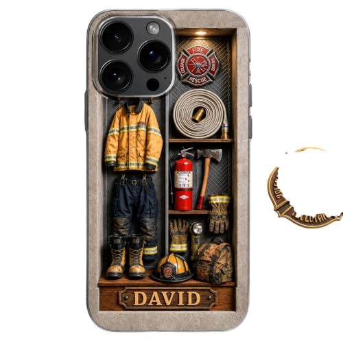 Courage Fire Honor Rescue, Personalized Clear Phone Case, Gift for Him Custom Cell Cover Protective Shell Shockproof Crystal Cover Firefighter Hero Accessory Smartphone Guard Present