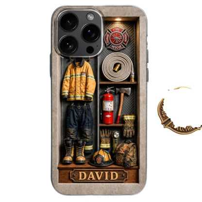 Courage Fire Honor Rescue, Personalized Clear Phone Case, Gift for Him Custom Cell Cover Protective Shell Shockproof Crystal Cover Firefighter Hero Accessory Smartphone Guard Present