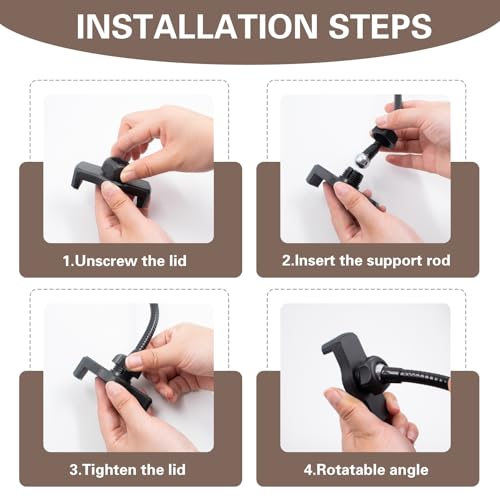 SnowTing Gooseneck Phone Holder, 360-degree Rotating Flexible Adjustable Long Arm Phone Mount Clip Lazy Bracket for Desk, Table, Bed, Bedside, Headboard, Fill Light Pole, Microphone Stand