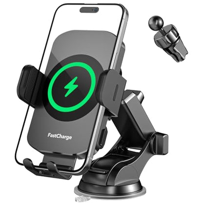 Wireless Car Charger, Fast Charging 15W Auto Clamping Car Charger Phone Holder Phone Mount for iPhone16 15 14 13 12 11 Pro Max Xs, Samsung Galaxy S24 Ultra S23 S22 S21 S20 S10+ Note 9, etc - color: Black-1