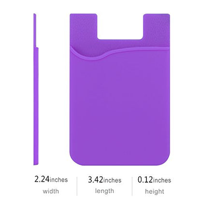 Card Holder for Phone Case, 3Pack Silcone Stick On Credit Card Phone Wallet | Sticky Sleeve Pocket Stick on Business ID Credit Card Cell Phone Wallet for iPhone,iPad,Galaxy,Android - color: Purple,Green,Orange
