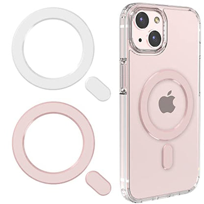 Universal MagSafe Ring, 2 PCS Magnet Sticker Magnetic Adapter Ring - color: White Pink