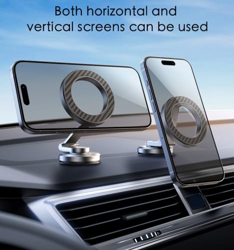 JUHOO Upgrade Phone Holder for car Magnetic rotatable and Retractable car Phone Holder Mount Dashboard Mount Fit for iPhone 15 14 13 12 Pro Max Plus Mini & All Smartphone - color: Gray