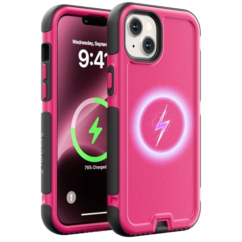 Follaroma for iPhone 14 Case, Compatible with MagSafe, Heavy Duty Shockproof Protective Phone Case, Anti-Drop Protection, Dual Layer Magnetic Phone Cover for iPhone 14, 6.1", Hot Pink - color: Hot Pink, size: iPhone 14 6.1''