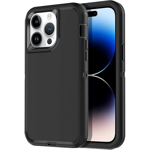ENTRONIX Phone Case Compatible with iPhone 15 Pro Max — [Heavy Duty] Shockproof Triple Layer Protection Rugged Cover, Black - color: Black