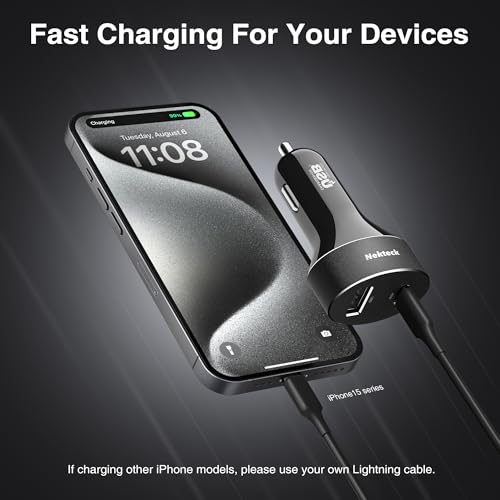 Nekteck 45W 2-Port USB-C Car Charger, PD 3.0 & QC 3.0 Fast Charging