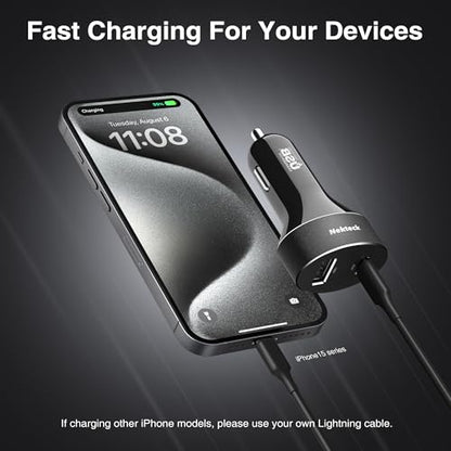Nekteck 45W 2-Port USB-C Car Charger, PD 3.0 & QC 3.0 Fast Charging