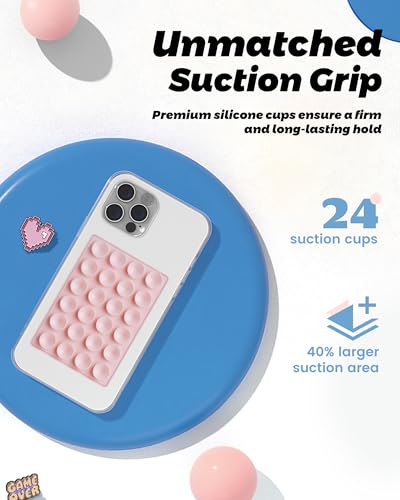amBand Magnetic Suction Phone Mount for MagSafe Case, Silicone Octo Cup Buddy Sticky Grip Holder for iPhone, Removable Hands-Free Selfie/Video for TikTok Influencers, Women Gift, Light Pink - color: Light Pink