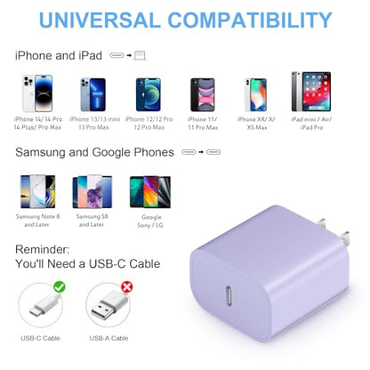 Extra Long 10FT iPhone 14 13 12 Charger Fast Charging 2-Pack 20W Super Fast Charger with Long Fast Charging Cable for iPhone 14/13/12/11 Pro Max,14 Plus,Mini,Pro/XS/SE/XR/iPad - Purple - color: Purple