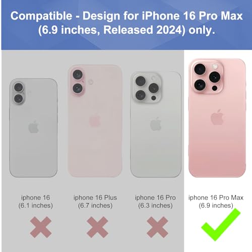 for iPhone 16 Pro Max Stand Case, Belt Clip, Screen Protector-Black | Camera Lens Protector, Swivel Stand Holder Holster, Slim Shell Shell Pouch Full Body Protective, Shockproof Cell Phone Cover - size: iPhone 16 Pro Max