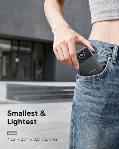Portable Charger,Ultra Slim 10000mAh 22.5W Power Bank,USB C in/Output Fast Charging Mini Battery Pack Compatible with iPhone 17 16 15 14 Samsung S23 S22 S21 Google iPad etc (Black) - color: Black