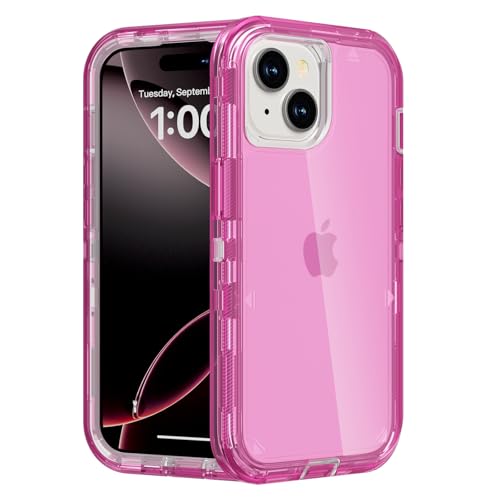 Follaroma for iPhone 15 Case, Shockproof Protection, Hot Pink | Heavy Duty Shockproof Protection Phone Cases, Anti-Drop, Dual Layer Transparent Rugged Protective Cover, 6.1 inch - color: Hot Pink, size: iPhone 15 6.1‘’