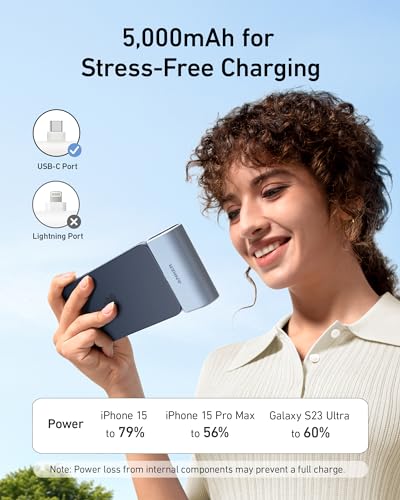 Anker Nano Power Bank with Built-in USB-C Connector, 5,000mAh Portable Charger Nano Power Bank with Built-in USB-C Connector, 5,000mAh Portable Charger