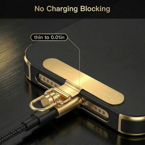 360°Rotatable Metal Phone Tether Tab for iPhone，Cell Phone Lanyard Replacement Part for All Full Phone Cases - color: A2-black+gold-long Strip