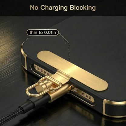 360°Rotatable Metal Phone Tether Tab for iPhone，Cell Phone Lanyard Replacement Part for All Full Phone Cases - color: A2-black+gold-long Strip