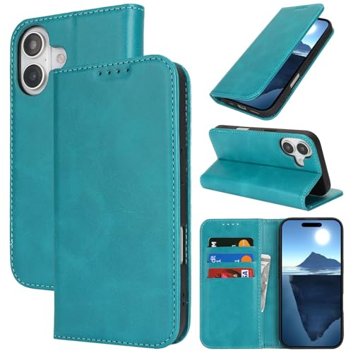 Wallet Case for iPhone 16 Plus, with Card Slot,6.7", Sky Blue | Premium PU Leather, Flip Folio Purse Case, with Card Slot, Stand Holder,Magnetic Closure, TPU Shockproof Protective Case - color: Sky Blue, size: iPhone 16 Plus