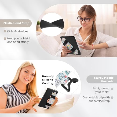 MoKo Soft Hand Strap for 6-8" Kindle eReaders Fire Tablet, Flowers - color: A-flowers, style: Soft Pu Strap